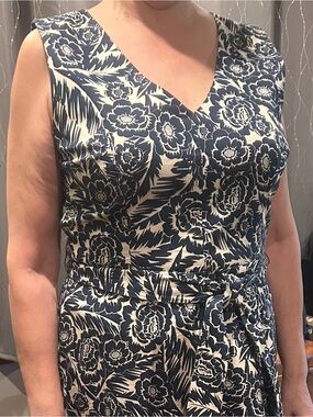 LTS Navy Floral V-Neck Midi Dress - 6’2” Friendly - Size 18